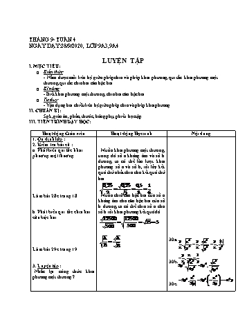Giáo án Đại số Lớp 9 - Tuần 4 - Phùng Ngọc Thanh Tùng - Năm học 2020-2021