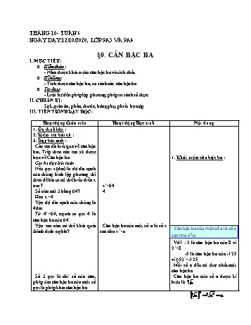 Giáo án Đại số Lớp 9 - Tuần 6 - Phùng Ngọc Thanh Tùng - Năm học 2020-2021