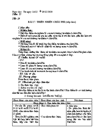 Giáo án Địa lí Lớp 7 - Tuần 15 - Năm học 2020-2021