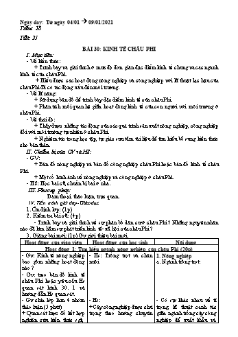 Giáo án Địa lí Lớp 7 - Tuần 18 - Năm học 2020-2021