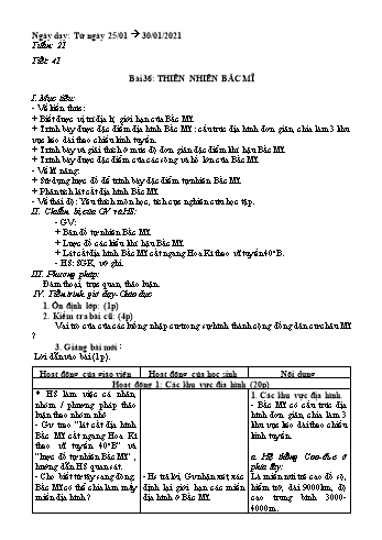 Giáo án Địa lí Lớp 7 - Tuần 21 - Năm học 2020-2021