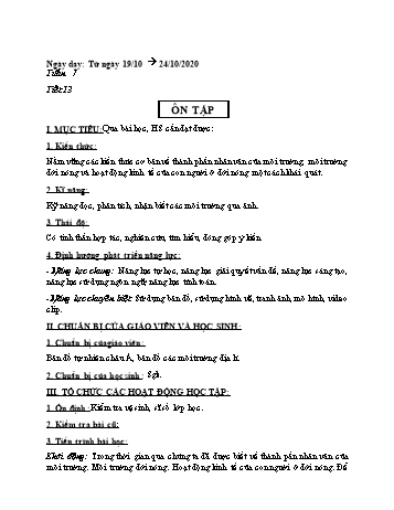 Giáo án Địa lí Lớp 7 - Tuần 7 - Năm học 2020-2021