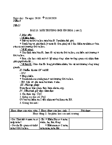 Giáo án Địa lí Lớp 7 - Tuần 8 - Năm học 2020-2021