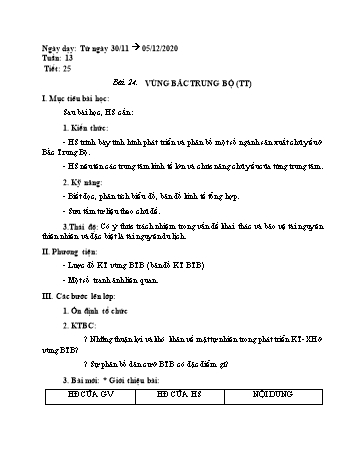 Giáo án Địa lí Lớp 9 - Tuần 13 - Năm học 2020-2021