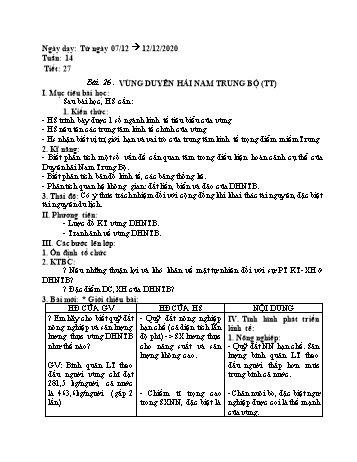 Giáo án Địa lí Lớp 9 - Tuần 14 - Năm học 2020-2021