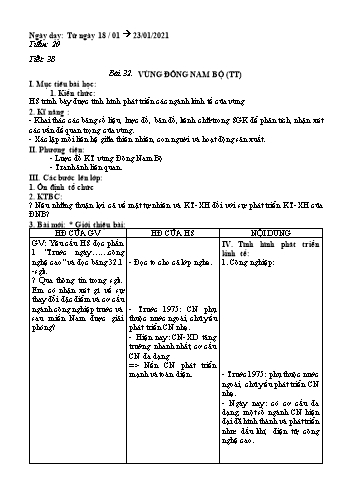 Giáo án Địa lí Lớp 9 - Tuần 20 - Năm học 2020-2021