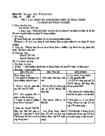 Giáo án Địa lí Lớp 9 - Tuần 4 - Năm học 2020-2021