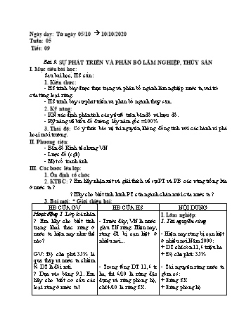 Giáo án Địa lí Lớp 9 - Tuần 5 - Năm học 2020-2021