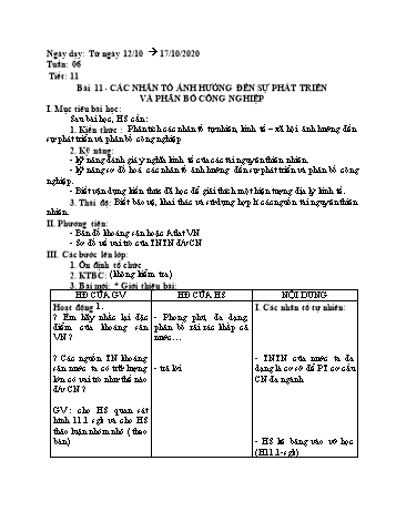 Giáo án Địa lí Lớp 9 - Tuần 6 - Năm học 2020-2021