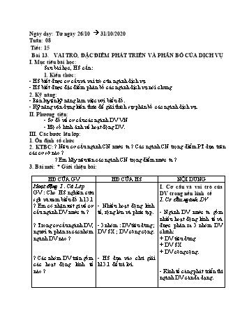 Giáo án Địa lí Lớp 9 - Tuần 8 - Năm học 2020-2021