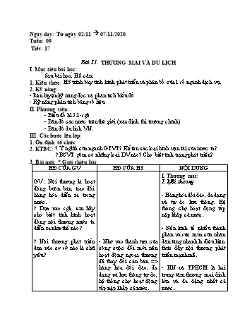 Giáo án Địa lí Lớp 9 - Tuần 9 - Năm học 2020-2021