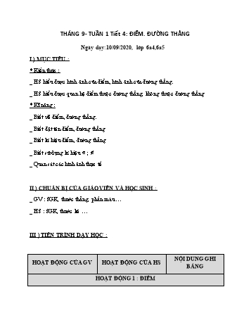 Giáo án Hình học Lớp 6 - Tuần 1 - Phùng Ngọc Thanh Tùng - Năm học 2020-2021