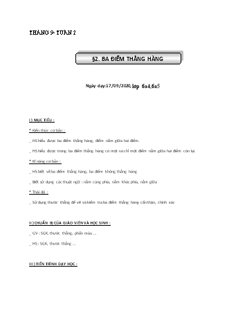 Giáo án Hình học Lớp 6 - Tuần 2 - Phùng Ngọc Thanh Tùng - Năm học 2020-2021