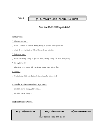 Giáo án Hình học Lớp 6 - Tuần 3 - Phùng Ngọc Thanh Tùng - Năm học 2020-2021