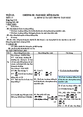 Giáo án Hình học Lớp 8 - Tuần 19 - Đặng Hoàng Tiến - Năm học 2020-2021