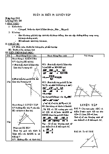 Giáo án Hình học Lớp 8 - Tuần 20 - Đặng Hoàng Tiến - Năm học 2020-2021