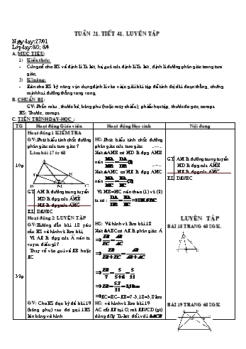 Giáo án Hình học Lớp 8 - Tuần 21 - Đặng Hoàng Tiến - Năm học 2020-2021