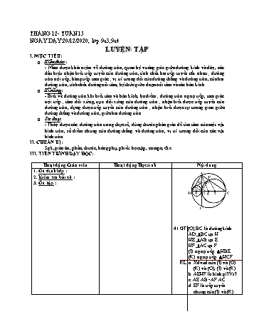 Giáo án Hình học Lớp 9 - Tuần 15 - Phùng Ngọc Thanh Tùng - Năm học 2020-2021