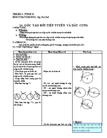 Giáo án Hình học Lớp 9 - Tuần 21 - Phùng Ngọc Thanh Tùng - Năm học 2020-2021