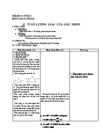 Giáo án Hình học Lớp 9 - Tuần 3 - Phùng Ngọc Thanh Tùng - Năm học 2020-2021