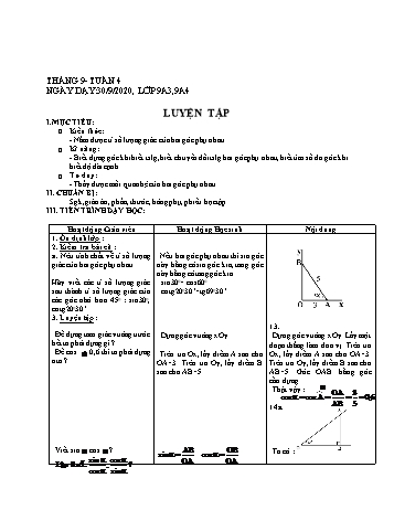 Giáo án Hình học Lớp 9 - Tuần 4 - Phùng Ngọc Thanh Tùng - Năm học 2020-2021