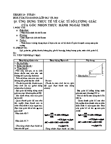 Giáo án Hình học Lớp 9 - Tuần 6 - Phùng Ngọc Thanh Tùng - Năm học 2020-2021