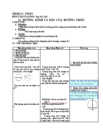 Giáo án Hình học Lớp 9 - Tuần 9 - Phùng Ngọc Thanh Tùng - Năm học 2020-2021