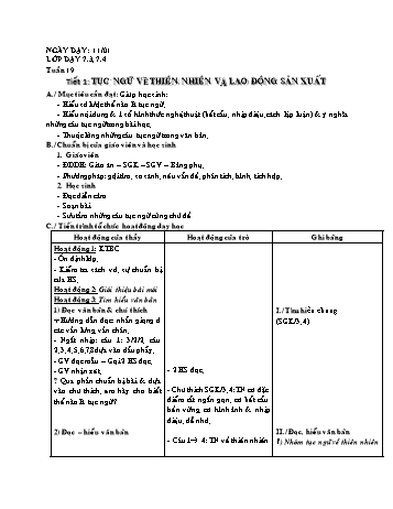 Giáo án Ngữ văn Lớp 7 - Tuần 19-22 - Năm học 2020-2021