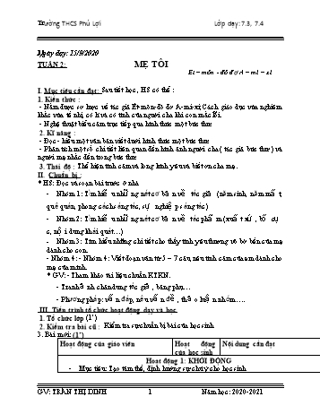 Giáo án Ngữ văn Lớp 7 - Tuần 2 - Trường THCS Phú Lợi - Năm học 2020-2021