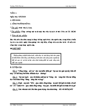 Giáo án tăng tiết Ngữ văn Lớp 7 - Tuần 1 - Trần Thị Dinh - Năm học 2020-2021