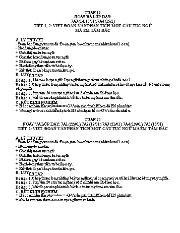 Giáo án tăng tiết Ngữ văn Lớp 7 - Tuần 19-22 - Năm học 2020-2021