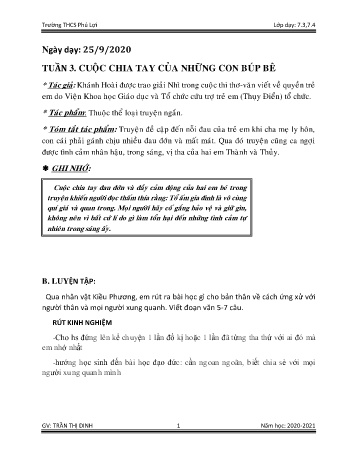 Giáo án tăng tiết Ngữ văn Lớp 7 - Tuần 3 - Trần Thị Dinh - Năm học 2020-2021