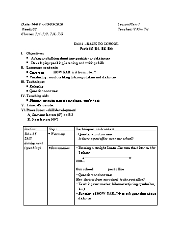 Giáo án Tiếng Anh Khối 7 - Tuần 2 - Năm học 2020-2021