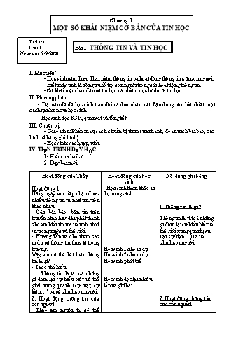 Giáo án Tin học Lớp 6 - Tuần 1 - Trần Thị Thu - Năm học 2020-2021