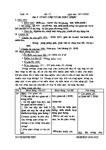 Giáo án Tin học Lớp 6 - Tuần 10 - Trần Thị Thu - Năm học 2020-2021